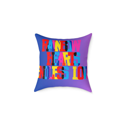 Rainbow Hearts Endless Love Poly Pillow