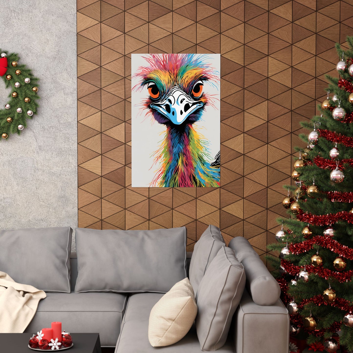 Multicolored Angry Emu 03 Matte Vertical Poster