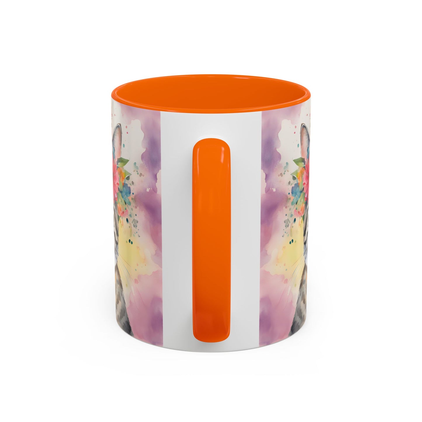 Floral Tabby Cat 02 Accent Coffee Mug - 11oz Perfect for Cat Lovers & Gifts