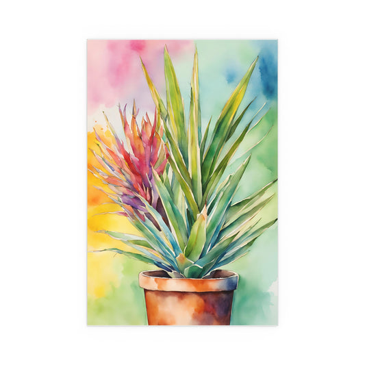 Multicolored Pot Plant 3 Indoor and Outdoor Silk Poster