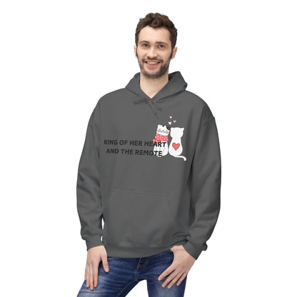 King Of Her Heart And The Remote Mens Valentines Hoodie