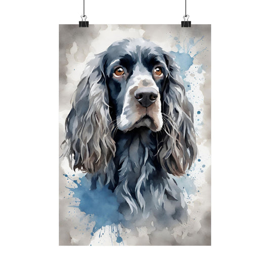 Dogs Barney Blue Roan Cocker Spaniel 03 Matte Vertical Poster