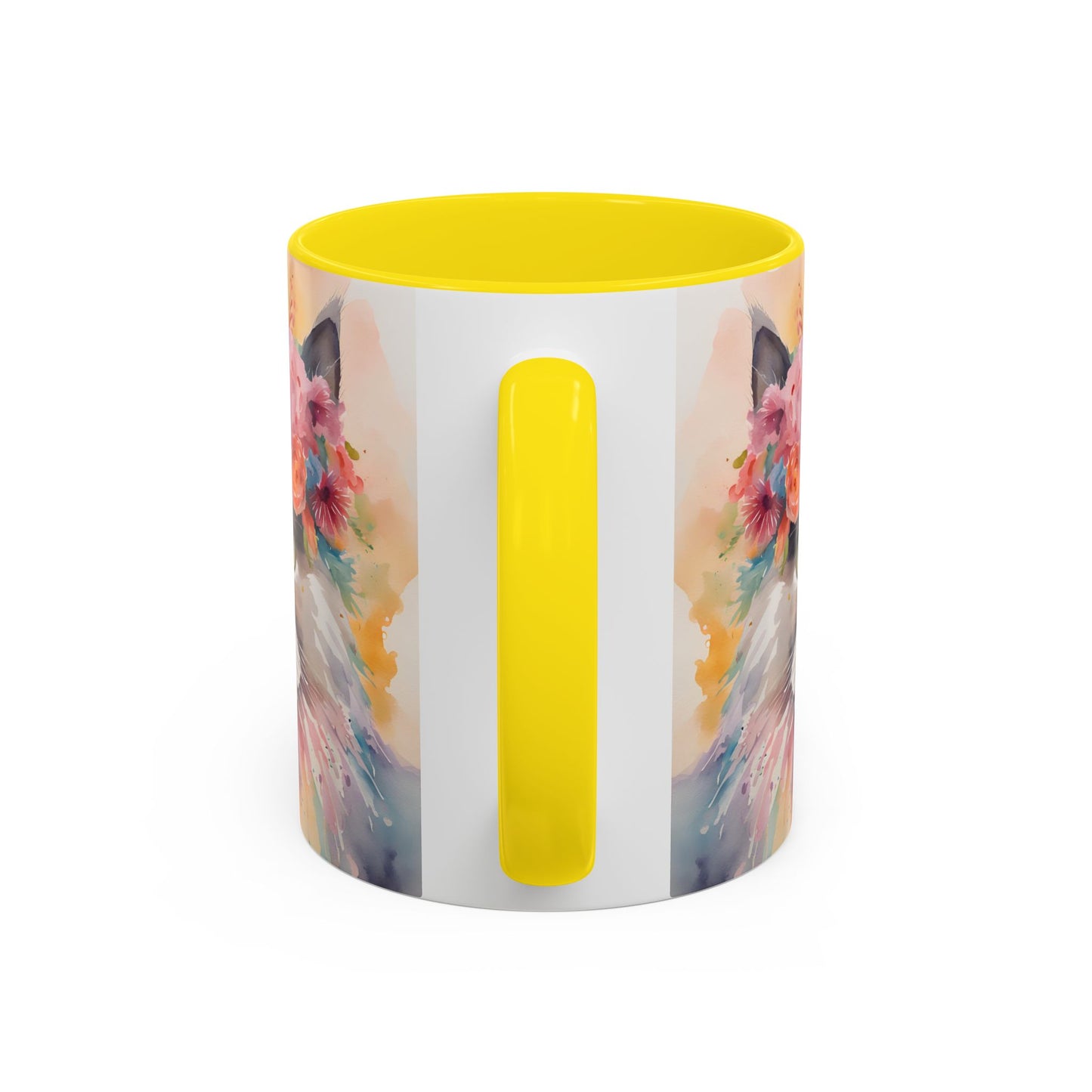 Floral Siamese Cat 03 Accent Coffee Mug - 11oz Perfect for Cat Lovers & Gifts