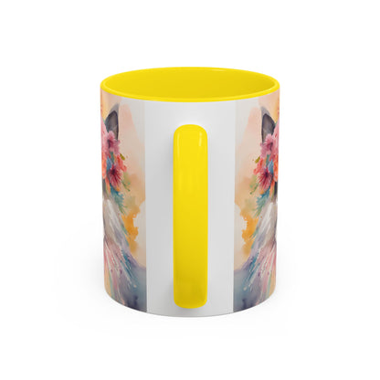 Floral Siamese Cat 03 Accent Coffee Mug - 11oz Perfect for Cat Lovers & Gifts