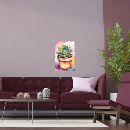 Multicolored Succulent 1 Indoor and Outdoor Silk Poster