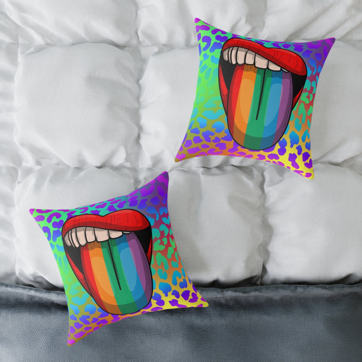 Rainbow Lips Poly Pillow