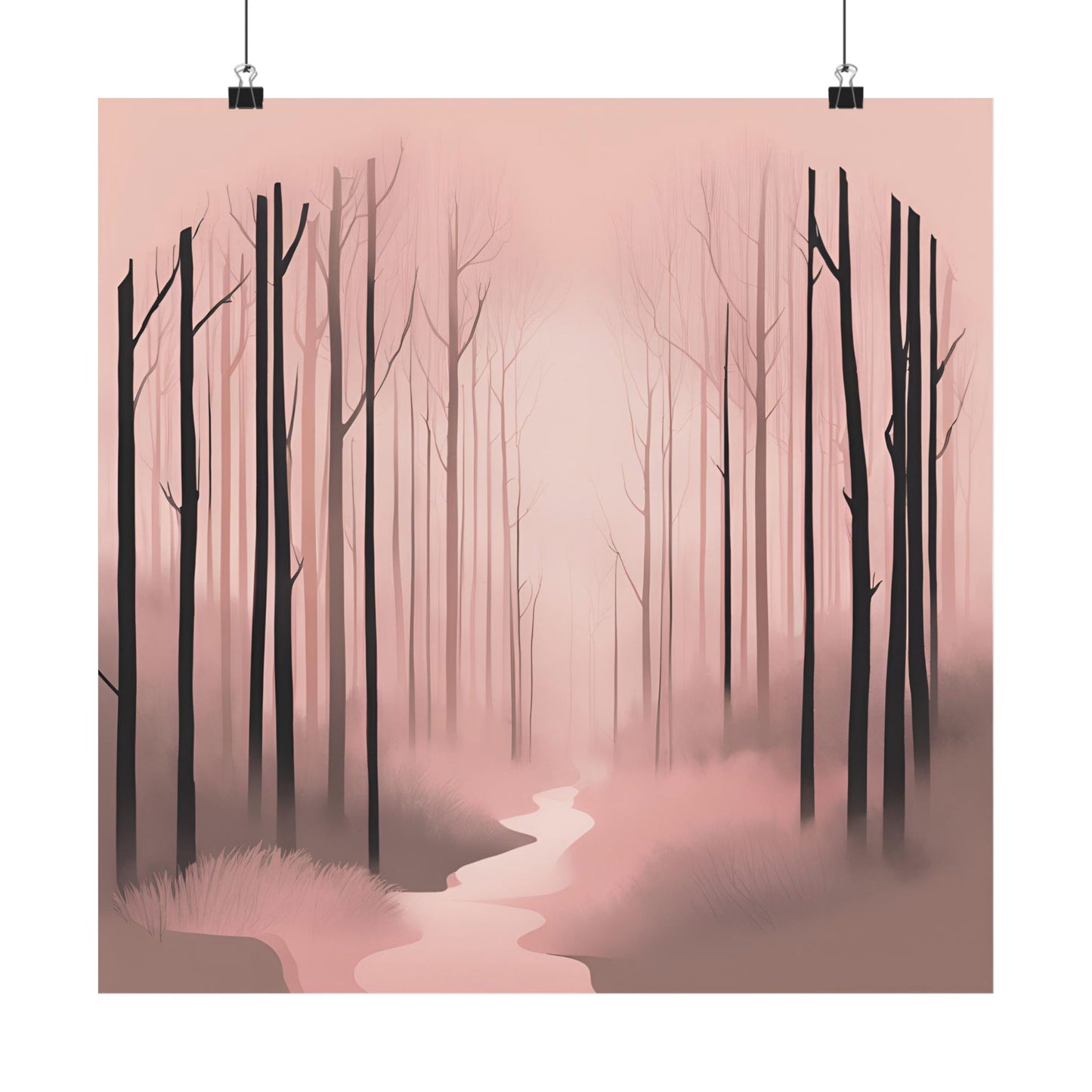 Lonely Forest Pink 7 Matte Square Posters