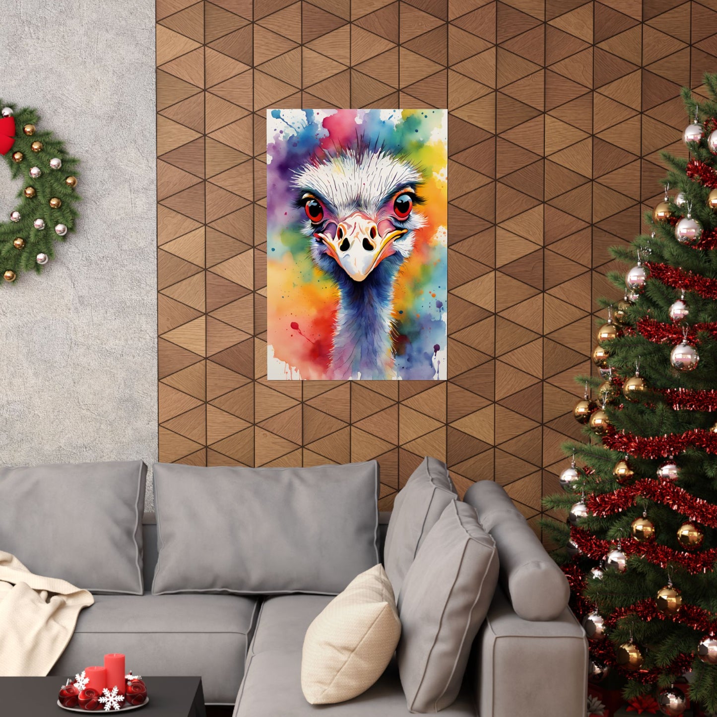Multicolored Angry Ostrich 01 Matte Vertical Poster