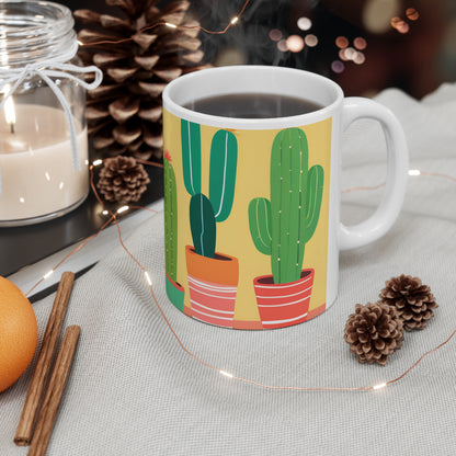 Playful Cacti 6 White Ceramic Mug 11oz