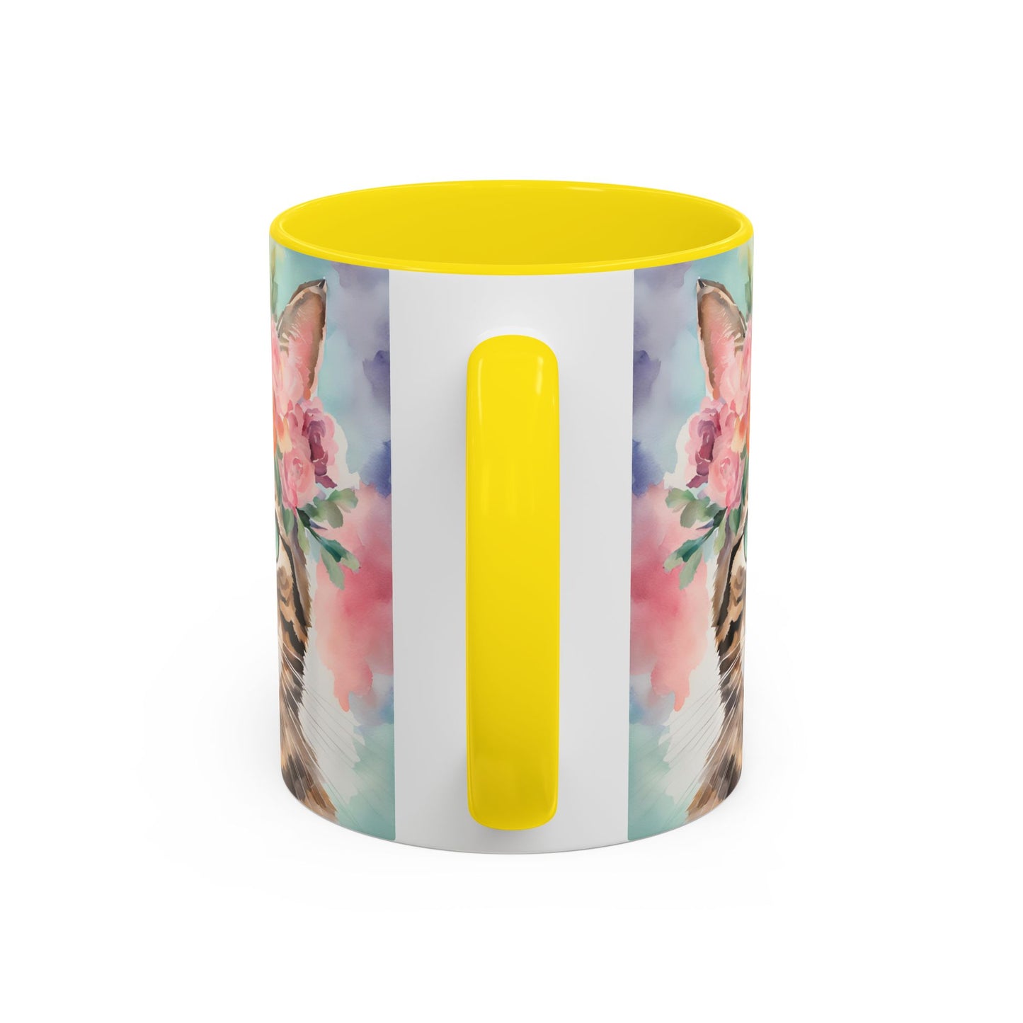Floral Tabby Cat 01 Accent Coffee Mug - 11oz Perfect for Cat Lovers & Gifts
