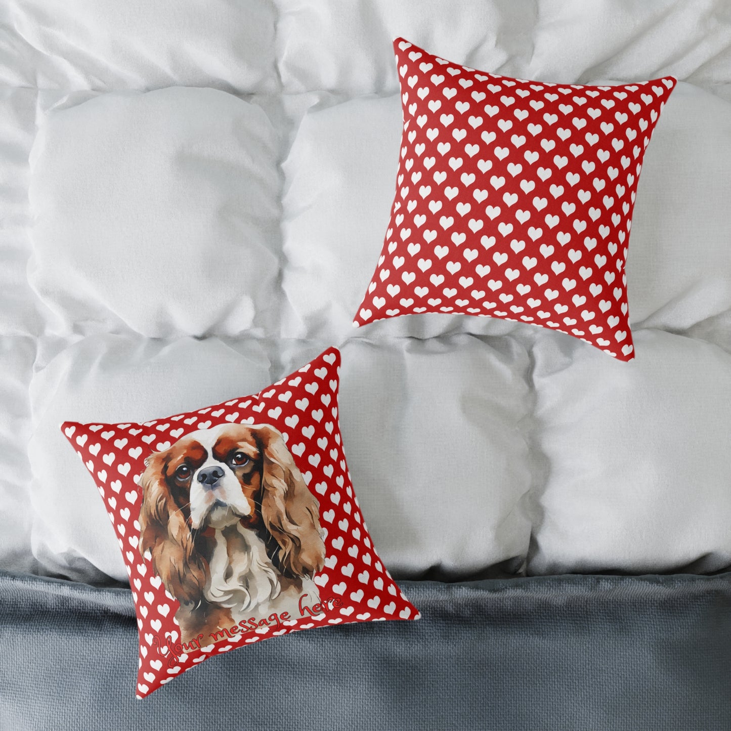 Personalized Valentine Cavalier King Charles Spaniel Poly Cushion/Pillow 5 sizes