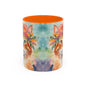 Floral Ginger Cat 02 Accent Coffee Mug - 11oz Perfect for Cat Lovers & Gifts