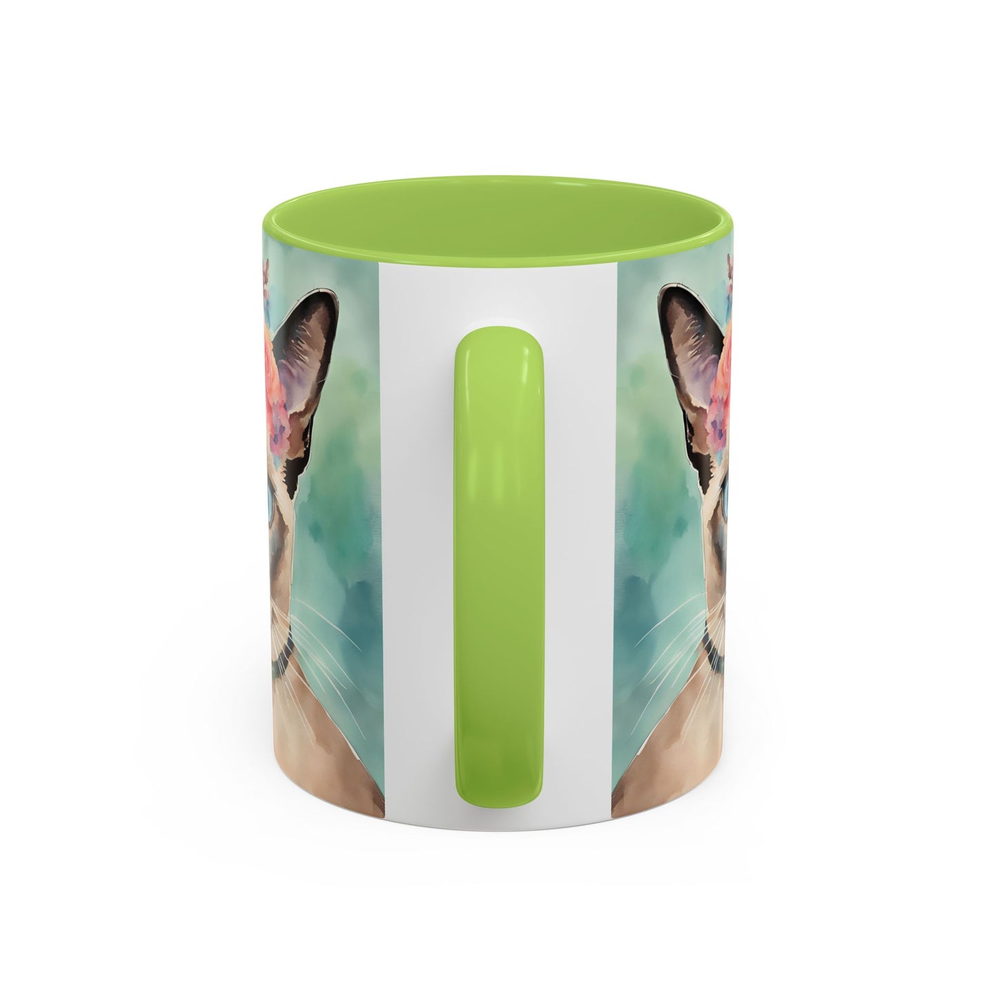 Floral Siamese Cat 01 Accent Coffee Mug - 11oz Perfect for Cat Lovers & Gifts