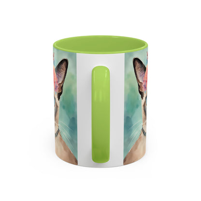 Floral Siamese Cat 01 Accent Coffee Mug - 11oz Perfect for Cat Lovers & Gifts