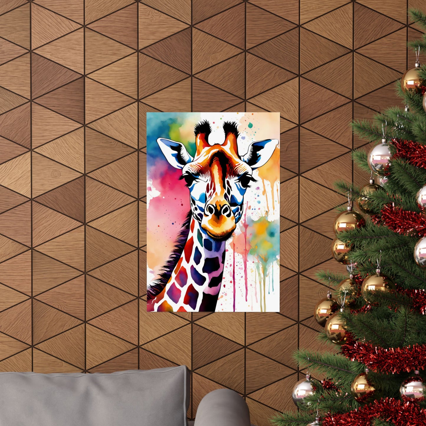 Multicolored Giraffe 02 Matte Vertical Poster