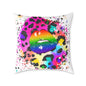 Splash Cheetah Rainbow Lips Poly Pillow