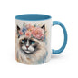 Floral Siamese Cat 04 Accent Coffee Mug - 11oz Perfect for Cat Lovers & Gifts