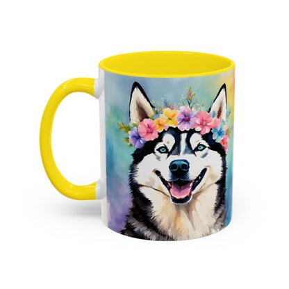 Husky 01 Accent Coffee Mug - Dog Lover Gift