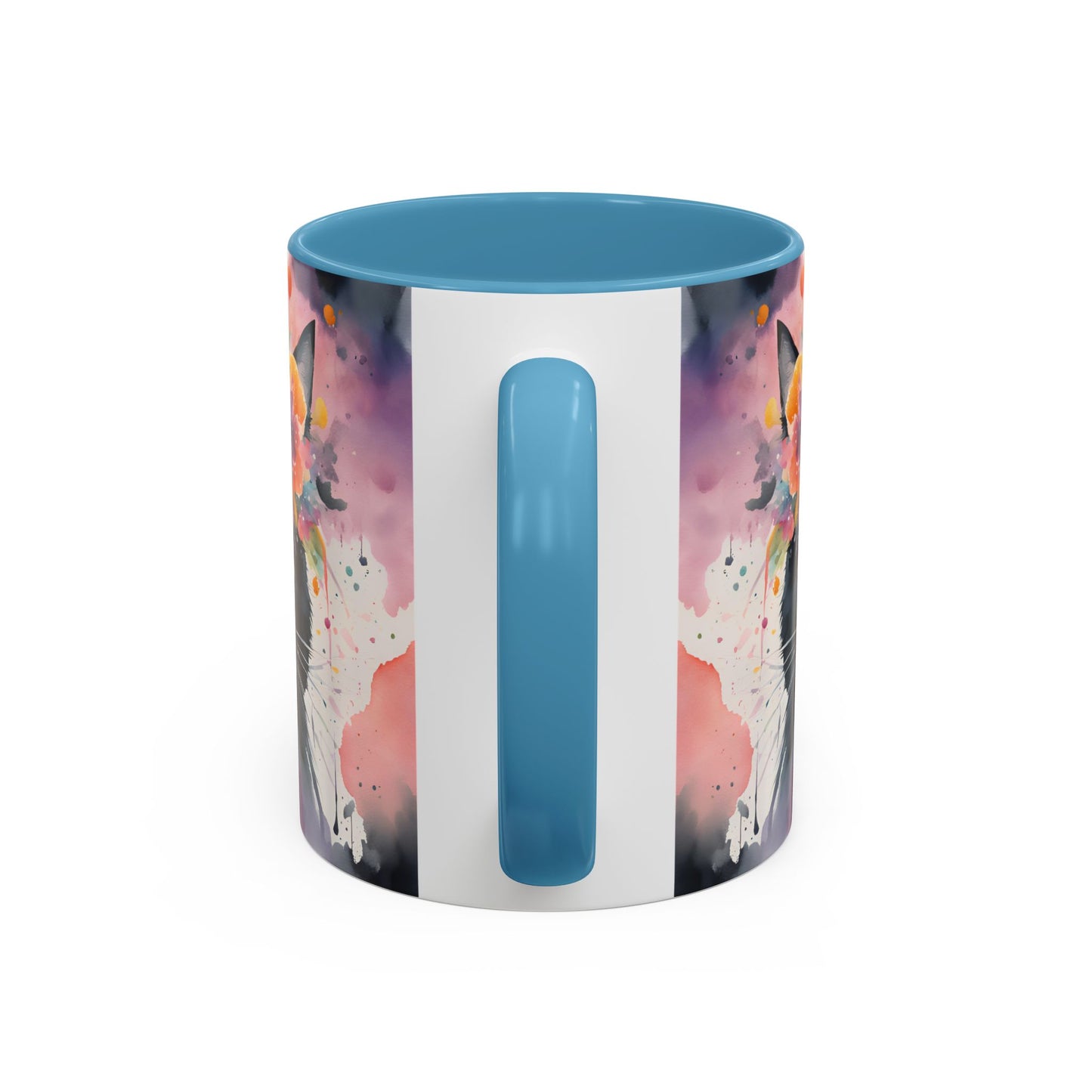 Floral Black Cat 03 Accent Coffee Mug - 11oz Perfect for Cat Lovers & Gifts