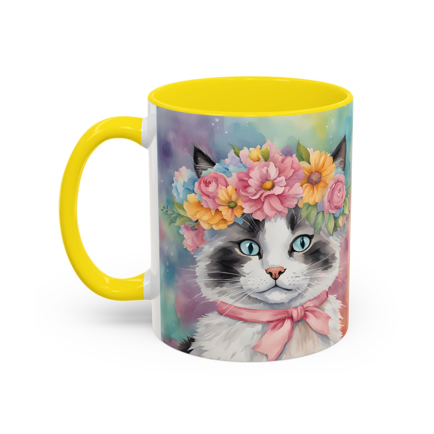 Floral Rag Doll Cat 04 Accent Coffee Mug - 11oz Perfect for Cat Lovers & Gifts