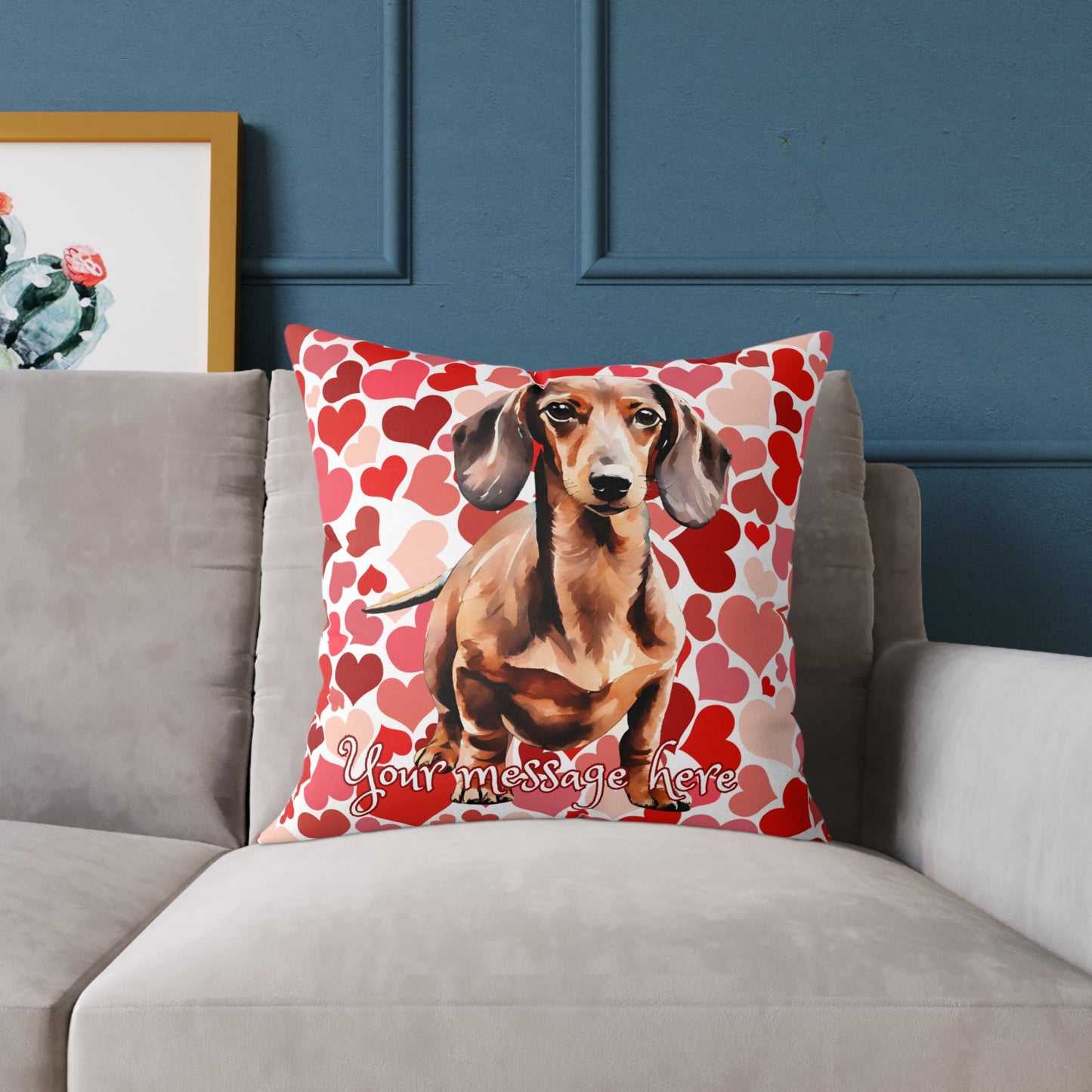 Personalized Valentine Dachshund Poly Cushion/Pillow 5 sizes