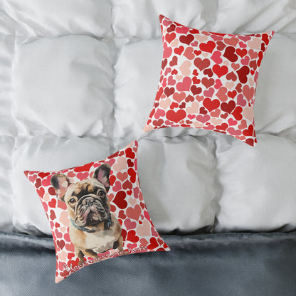 Personalized Valentine French Bulldog Poly Cushion/Pillow 5 sizes