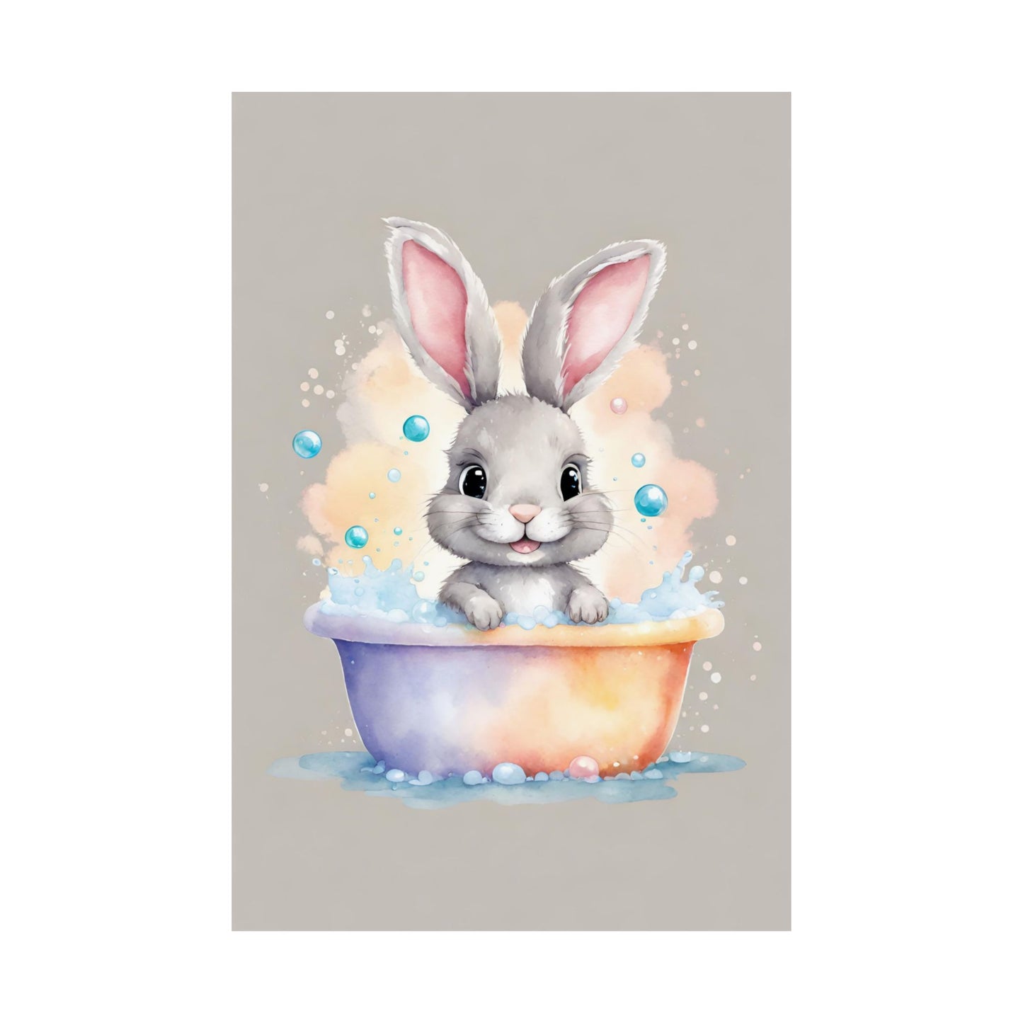 Nursery Bunny in the Bath 3 Matte Vertical Posters