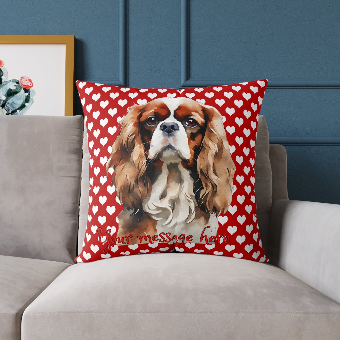 Personalized Valentine Cavalier King Charles Spaniel Poly Cushion/Pillow 5 sizes