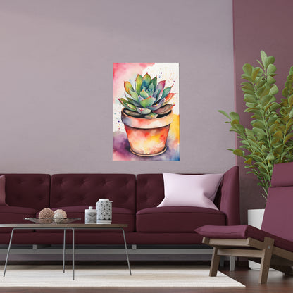 Multicolored Succulent 1 Indoor and Outdoor Silk Poster