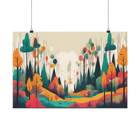 Retro forest 4 Matte Horizontal Posters