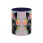 Floral Black Cat 01 Accent Coffee Mug - 11oz Perfect for Cat Lovers & Gifts