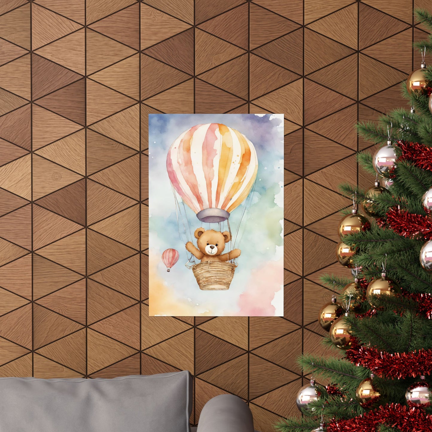 Nursery Teddy in a Hot Air Ballon 2 Matte Vertical Posters
