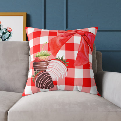 Valentine Chocolate Covered Strawberries 1 Poly Pillow