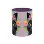 Floral Black Cat 01 Accent Coffee Mug - 11oz Perfect for Cat Lovers & Gifts