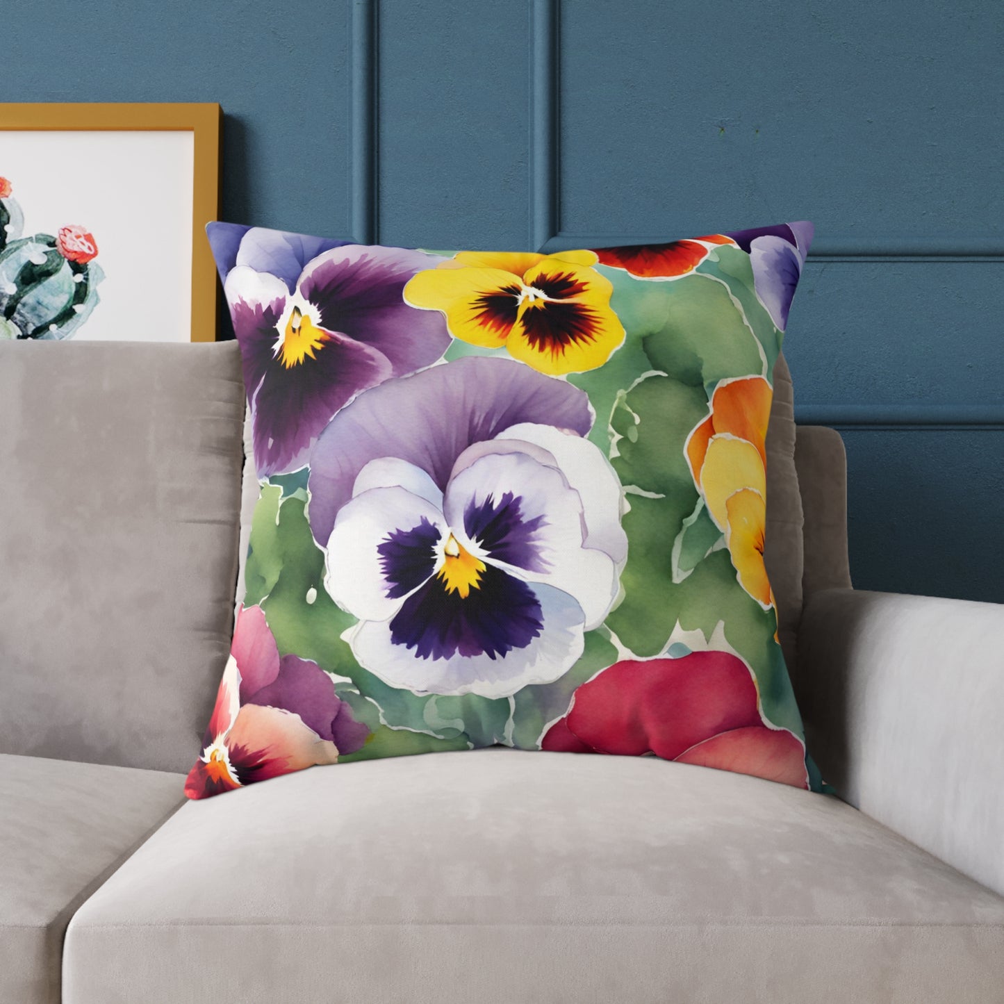 Pansies 02 Poly Pillow - Natures Beauty Design