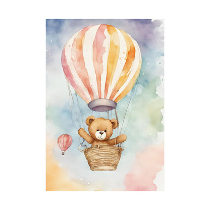 Nursery Teddy in a Hot Air Ballon 2 Matte Vertical Posters