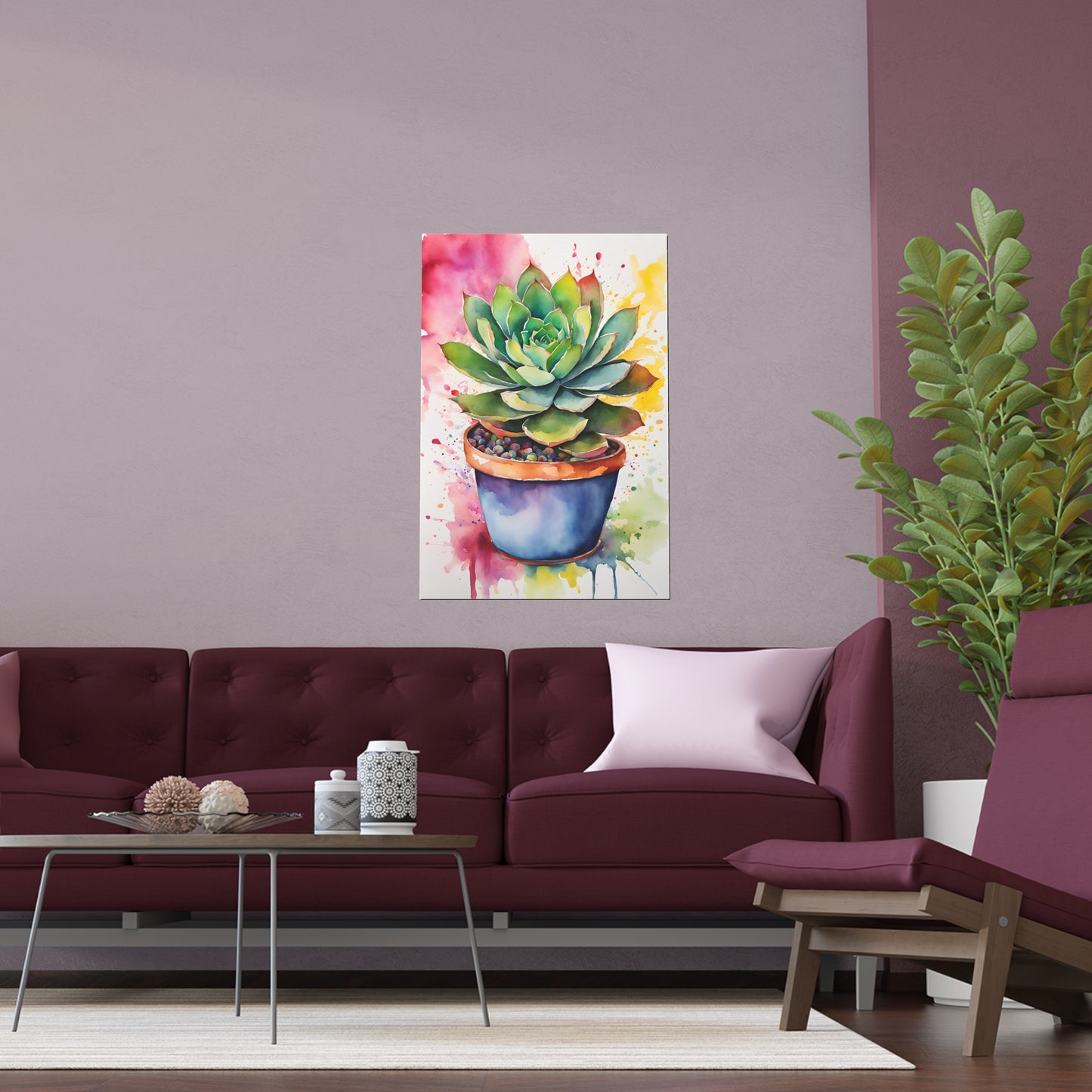Multicolored Succulent 3 Indoor and Outdoor Silk Poster