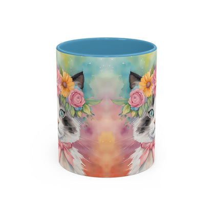 Floral Rag Doll Cat 04 Accent Coffee Mug - 11oz Perfect for Cat Lovers & Gifts
