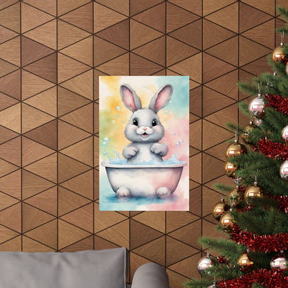 Nursery Bunny in the Bath 2 Matte Vertical Posters
