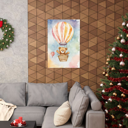 Nursery Teddy in a Hot Air Ballon 2 Matte Vertical Posters