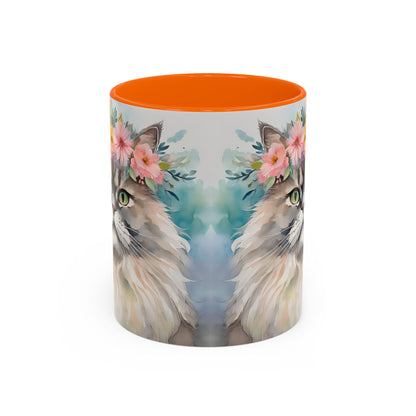 Floral Siamese Cat 01 Accent Coffee Mug - 11oz Perfect for Cat Lovers & Gifts