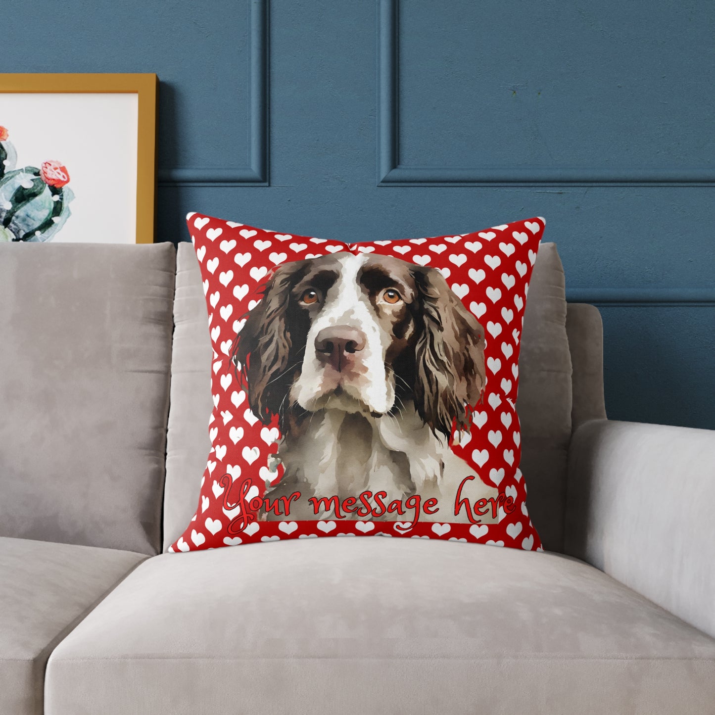 Personalized Valentine Springer Spaniel Poly Cushion/Pillow 5 sizes