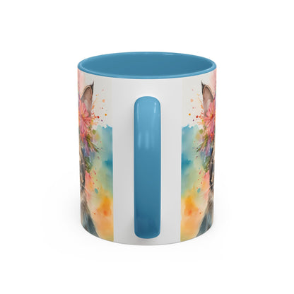 Floral Tabby Cat 03 Accent Coffee Mug - 11oz Perfect for Cat Lovers & Gifts