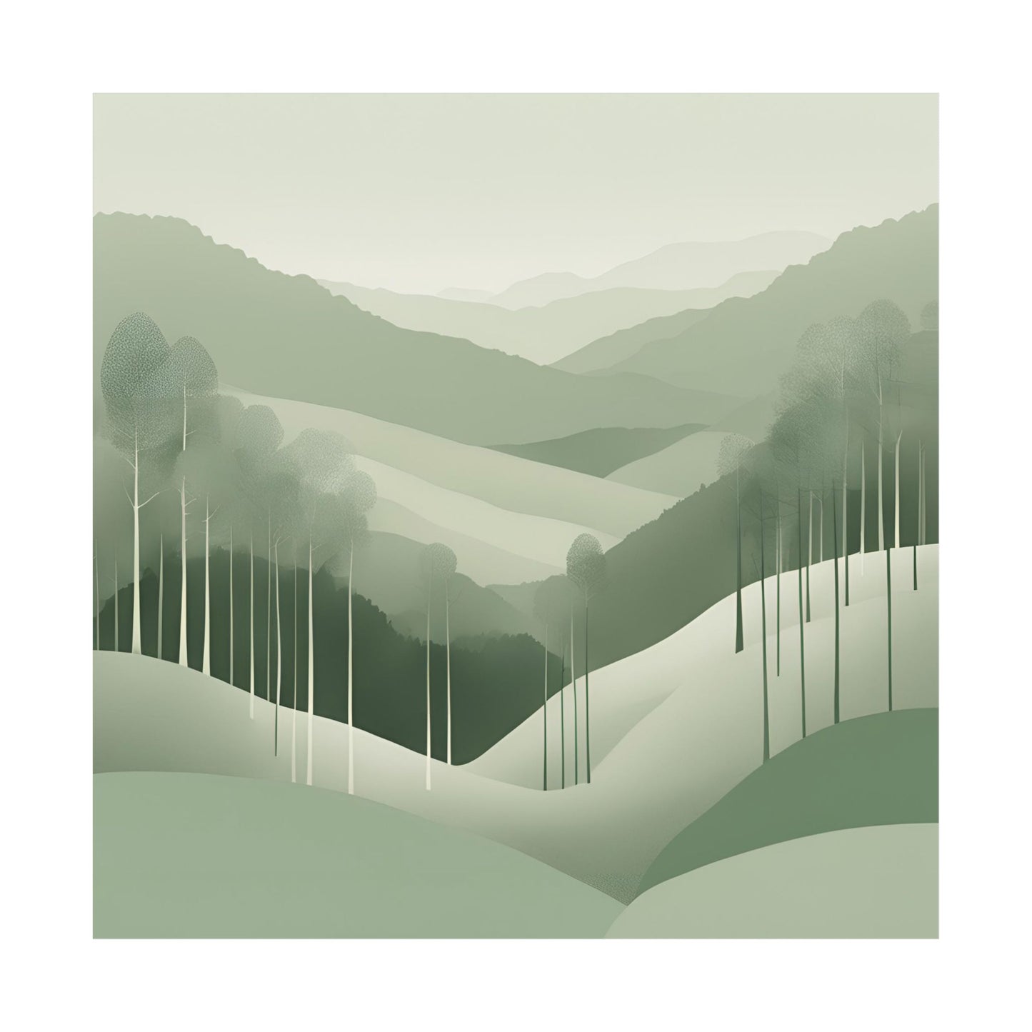 On The Hillside Green 18 Matte Square Posters