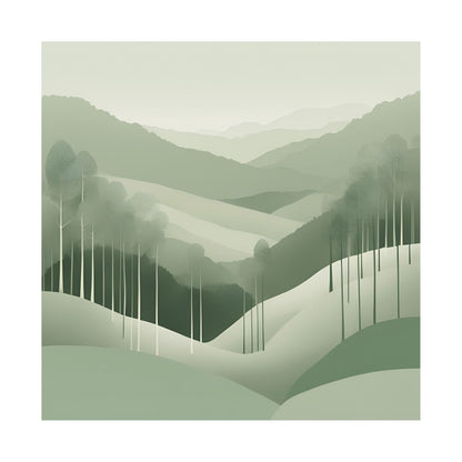On The Hillside Green 18 Matte Square Posters