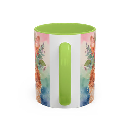 Floral Ginger Cat 01 Accent Coffee Mug - 11oz Perfect for Cat Lovers & Gifts