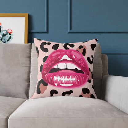 Cheetah Lips Poly Pillow