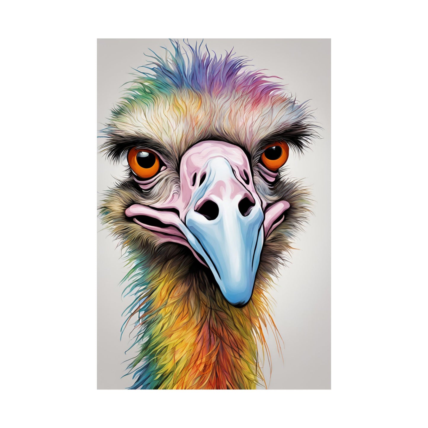 Multicolored Angry Emu 02 Matte Vertical Poster