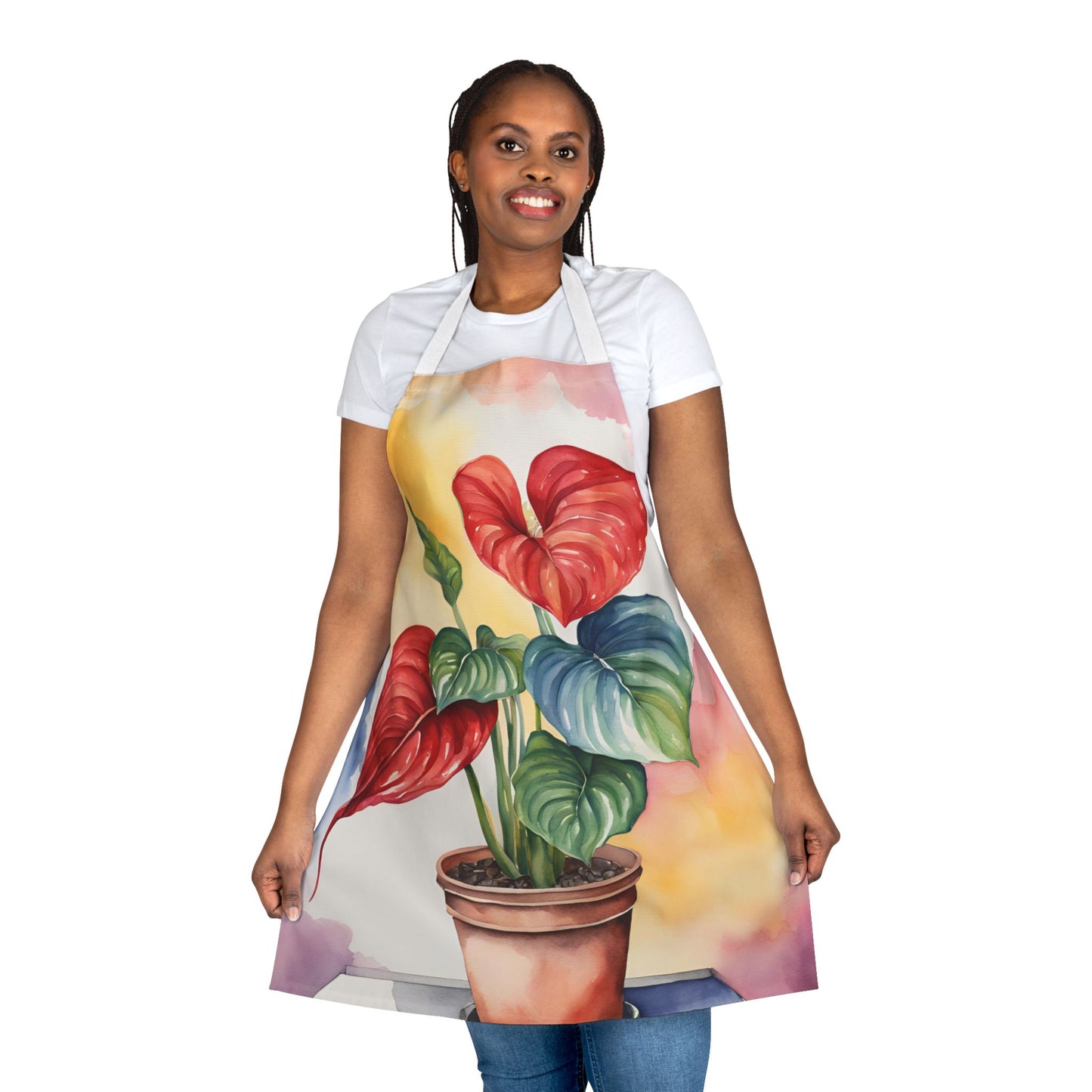 Multicolored Pot Plant 2 Adult Apron (AOP)