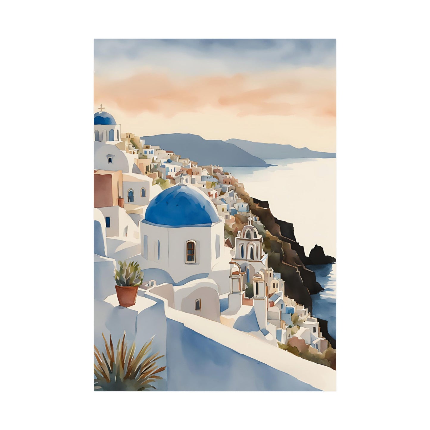 Abstract Greek rooftops 6 Matte Vertical Poster